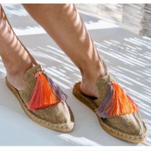 Silvia Cobos Sunrise Mules Espadrille Flats With Tassles Size 8.5